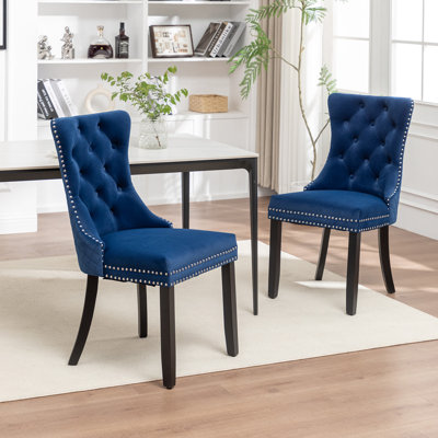 Ensemble de 2 chaises de salle à manger en velours, chaises de salle à manger rembourrées avec garniture cloutée, Sillas de Comedor Modernas 2, chaises de cuisine en bois pour salle à manger, cuisine, chambre à coucher