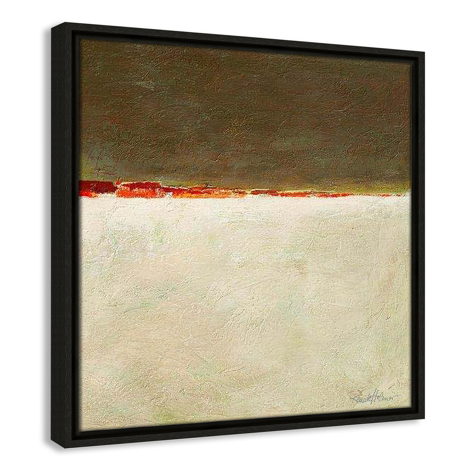 Orange Horizon I by Renate Holzner, Espresso Framed, 17.5'' H x 17.5'' W x 2'' D