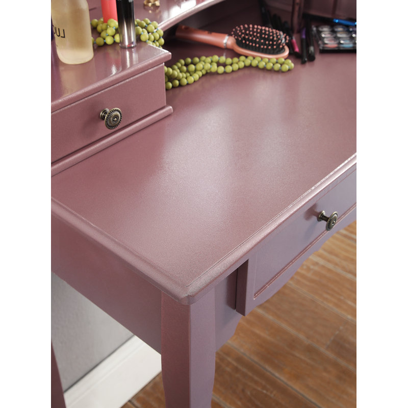 Sanlo Wooden Vanity Make Up Table And Stool Set, Rose Gold