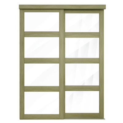 48 po x 80 1/2 po 4 portes coulissantes transparentes à miroir, sésame