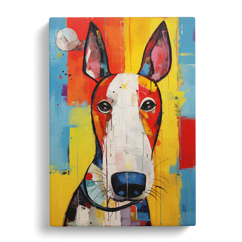English Bull Terrier Expressionism - Wrapped Canvas, 60cm H x 40cm W x 3cm D