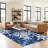 ZonLi Tropical Floral Indoor/Outdoor Rug, 6' x 9', Blue/White, Waterproof, Washable, Non-Slip-129467914-129467911