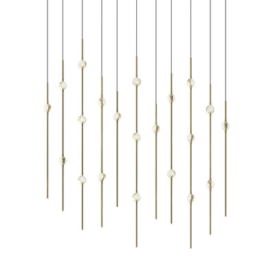 Constellation - Aries 36" Rectangle LED Pendant - Satin Brass Fixture - White Optical Acrylic Shade - 2700K - 240" Cable