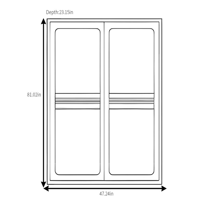 Garde-robe simple et rétro, H 81,02 po x l 47,24 po x P 23,15 po