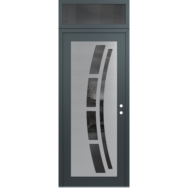 C12 à gauche 36 po X 96 po Panneau d'entrée en verre argenté anthracite et anthracite, Gauche, Réfléchissant