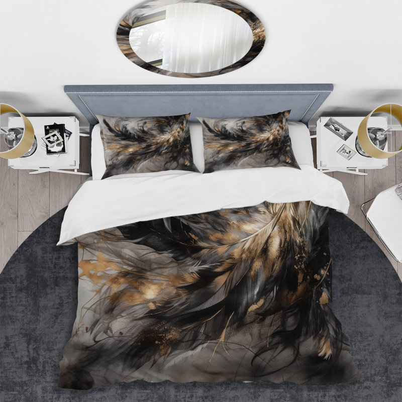 Ensemble de housse de couette doré et noir Expressions Of Freedom I Bedding
