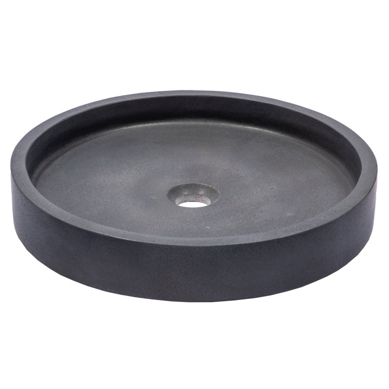 Eden Bath 18'' Stone Circular Bathroom Sink, Honed Black