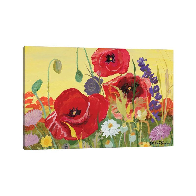 «Victory Red Poppies I» par Robin Maria, reproduction d'art sur toile tendue, H 26 po x l 40 po x P 1,5 po