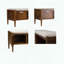 Banc de rangement avec coussin rembourré, finition noyer Mid-Century