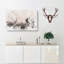Stag Deer with Birds Watercolour - Wrapped Canvas-56657868