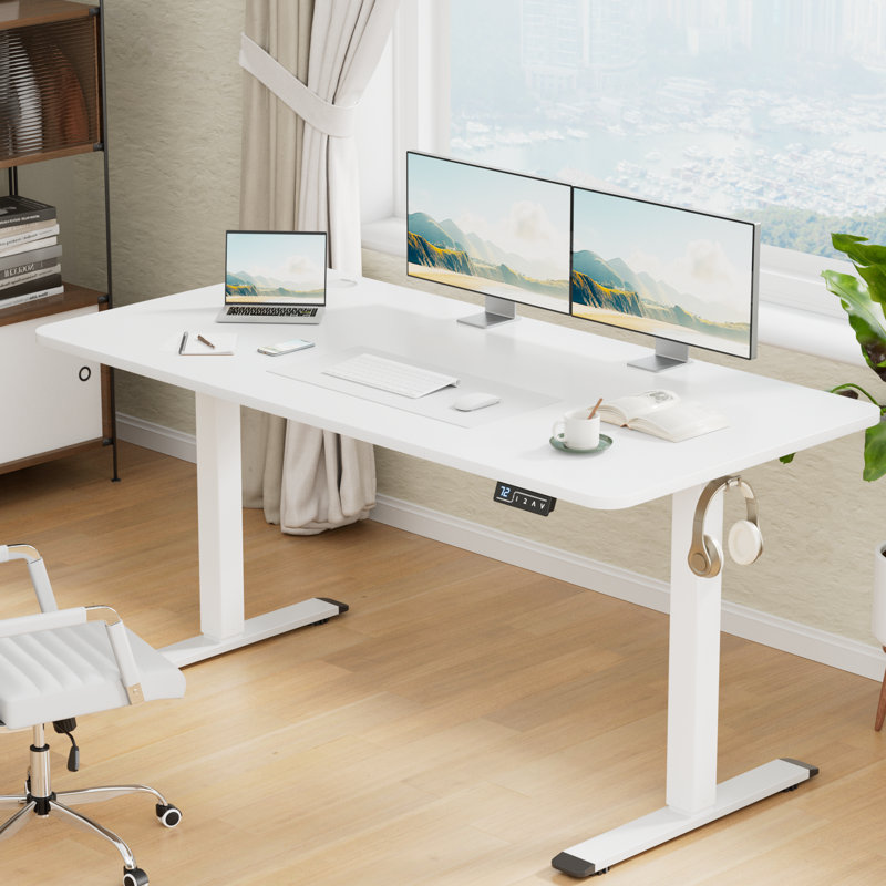 Bureaux debout à hauteur réglable Putnam, Blanc, H 48 po x l 62,99 po x P 23,62 po