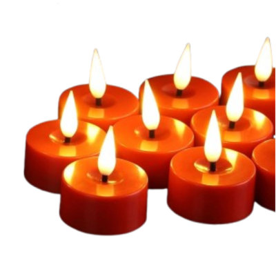 12pcs Flameless Led Tealight Candles With Remote - Red