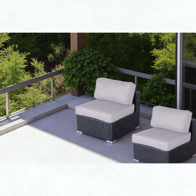 Minnesota 2-Piece Armless Patio Chair Set with Gray Cushions