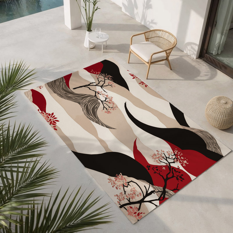 Tapis intérieur et extérieur Petal Whispers, Rectangulaire 8 pi x 10 pi