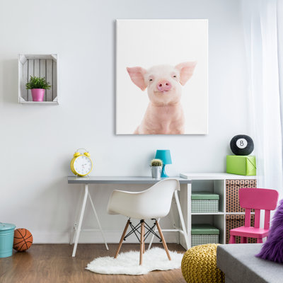 «Sourire rose cochon», art mural sur toile par Sissi et Seb