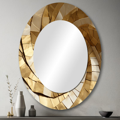 Miroir mural moderne moderne en métal or et blanc Spiral I