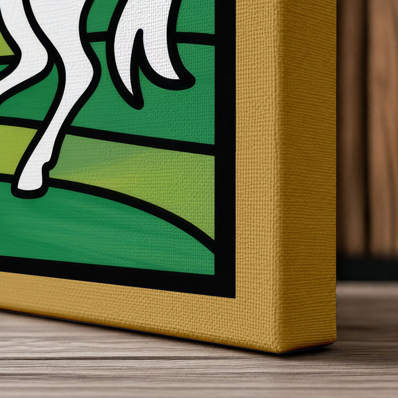 Rearing Horse Under Stars Retro - Wrapped Canvas, 30x20 - 76.2 x 50.8 cm, Ochre Border