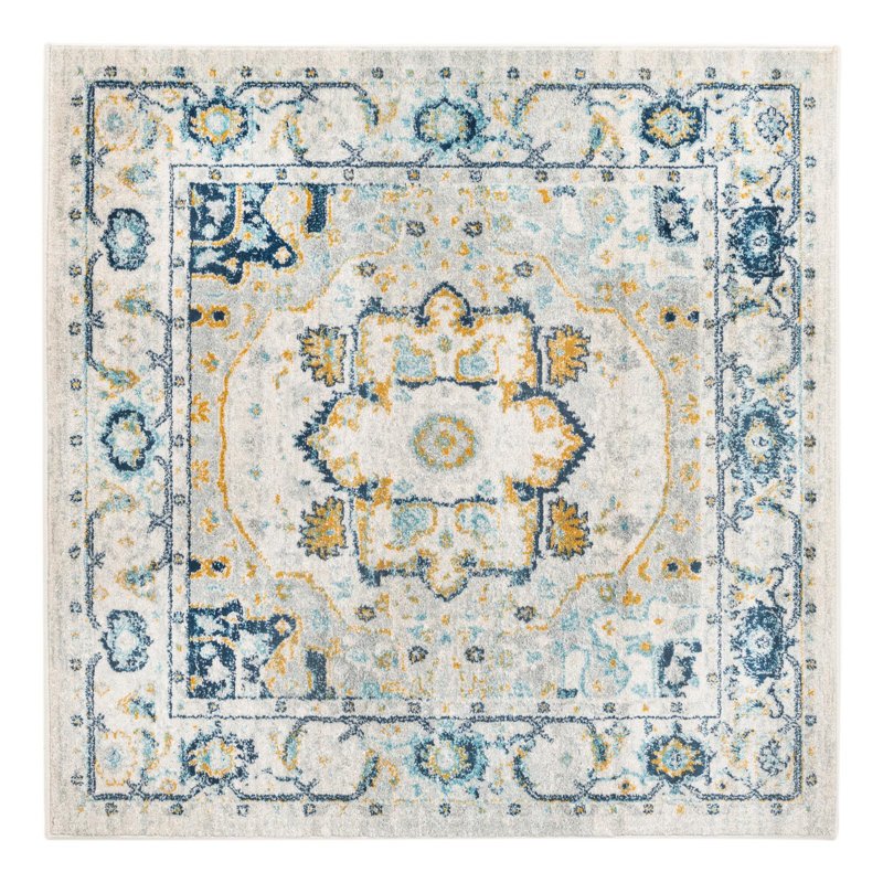 Hagedorn Oriental Area Rug, Square 7'10", Gray