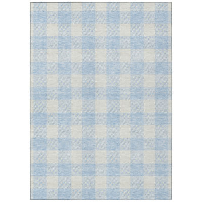 Tapis extérieur lavable à carreaux bleu ciel 3 pi x 5 pi