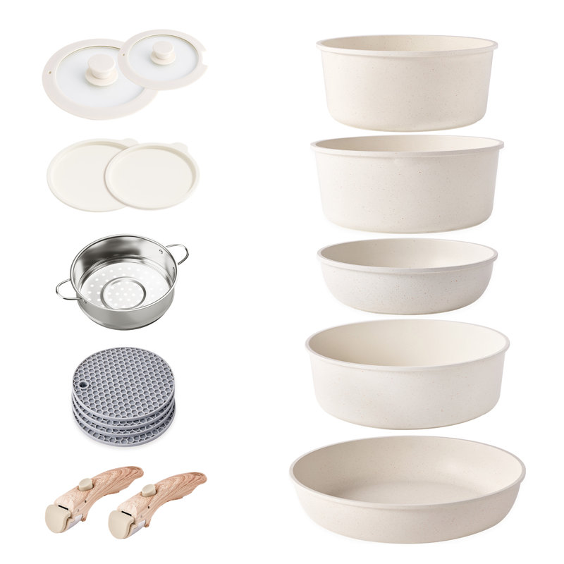 Ensemble de batterie de cuisine 11 pièces, Beige