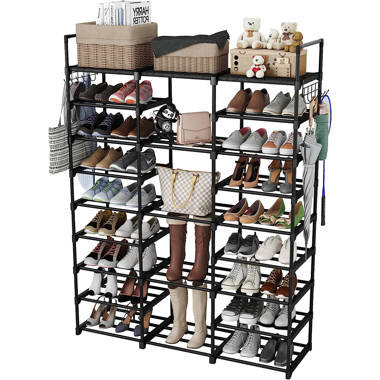 9-Tier Shoe Rack, 36 Pairs Shoe Storage Shelf with Side Hooks