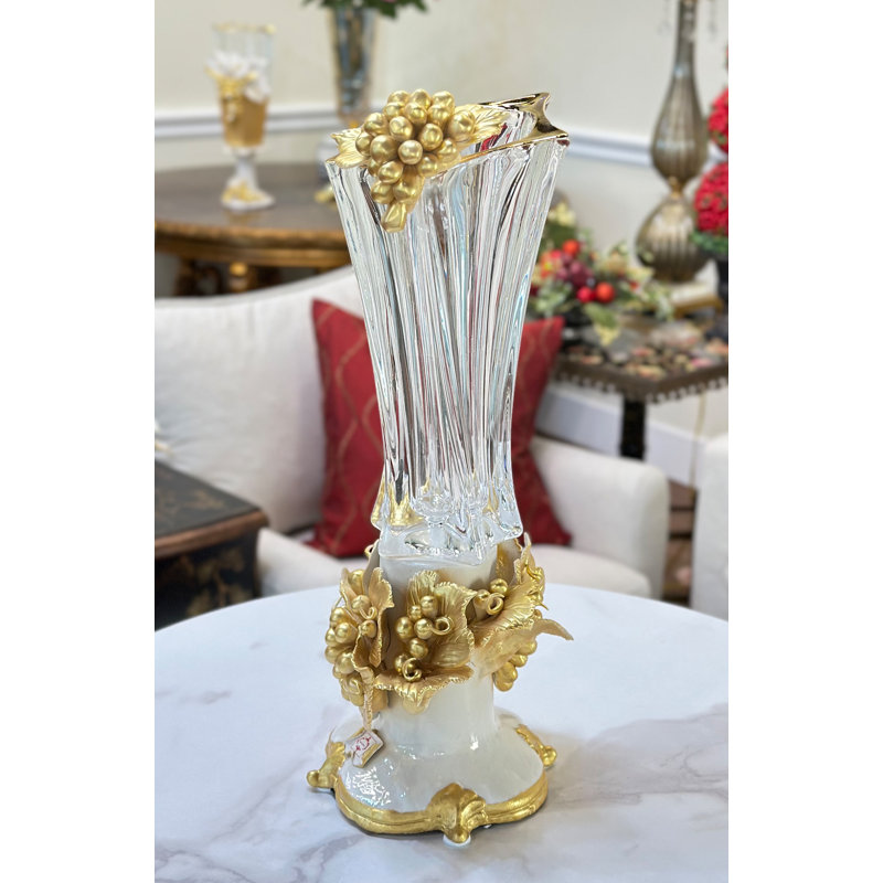 Gilded Stately Vase - 9 X 17 Inches