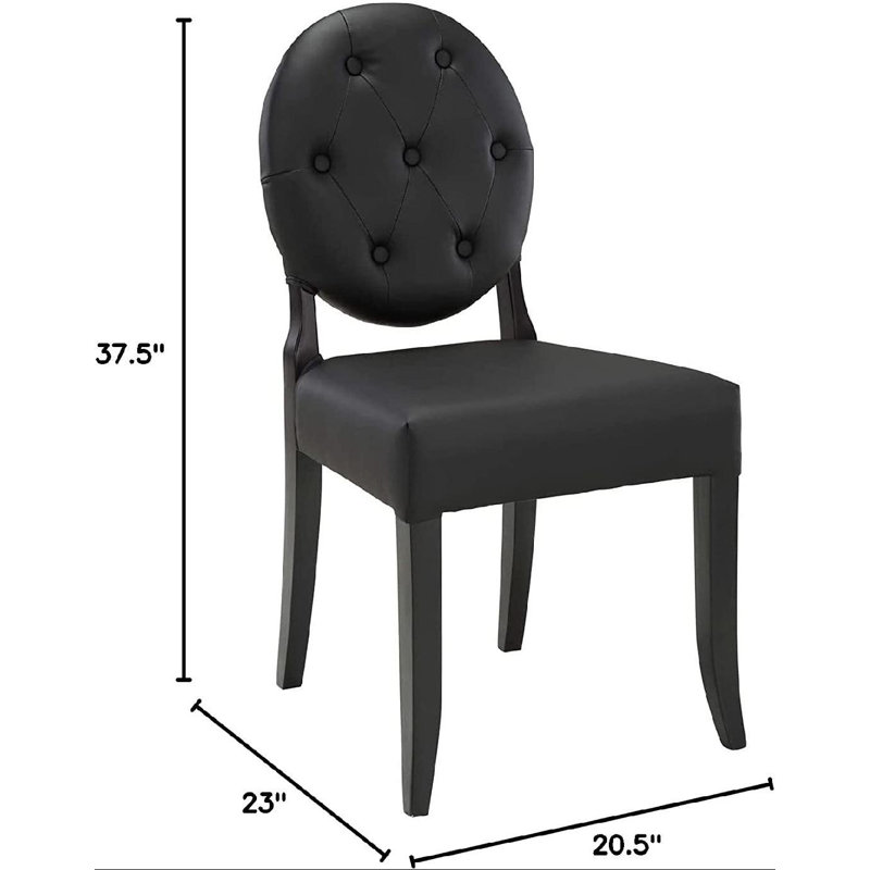 Chaise boutonnée en vinyle blanc, Noir