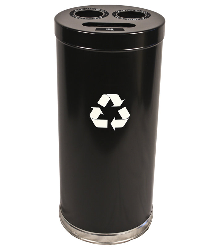Poubelle de recyclage multi-compartiments Metal Recycling, Noir, 24