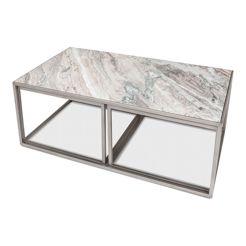 3-Piece Marble Top Nesting Coffee Table Set