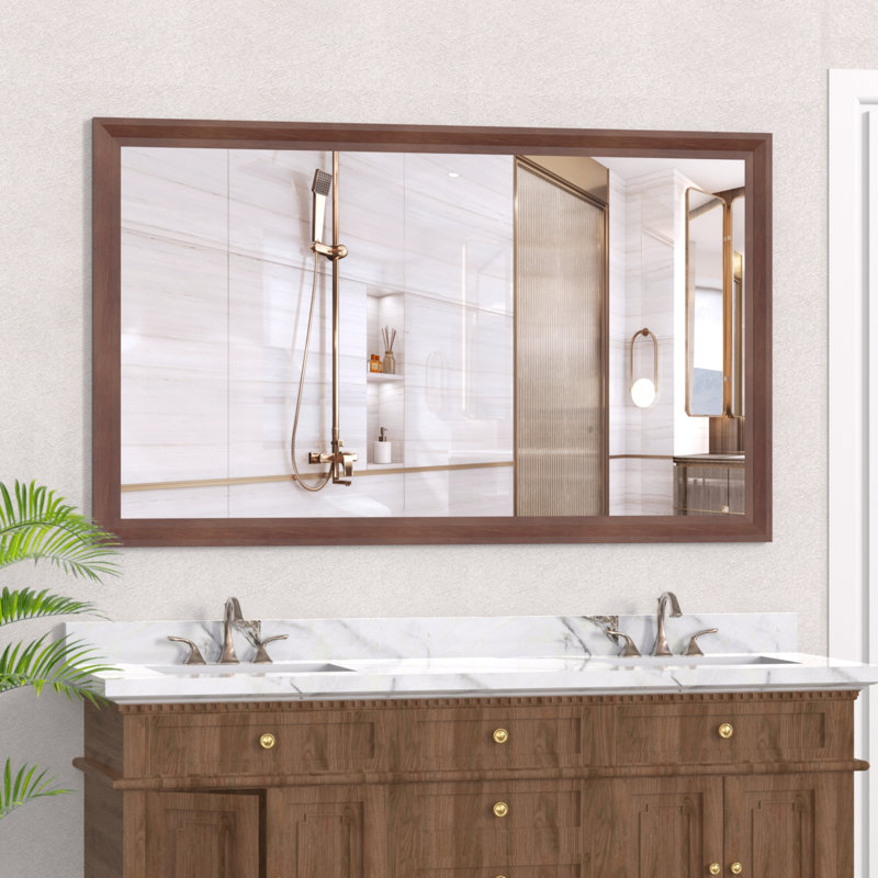 Miroir de salle de bain rectangulaire surdimensionné de 60 po x 36 po avec cadre jaune et corail, 36,03 po x 60,03 po, Jaune