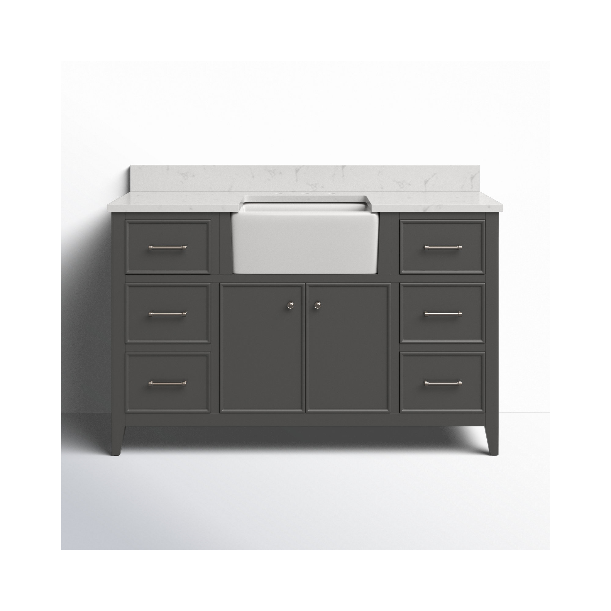 Aisa 54" Single Bathroom Vanity, Gray/Brushed Nickel