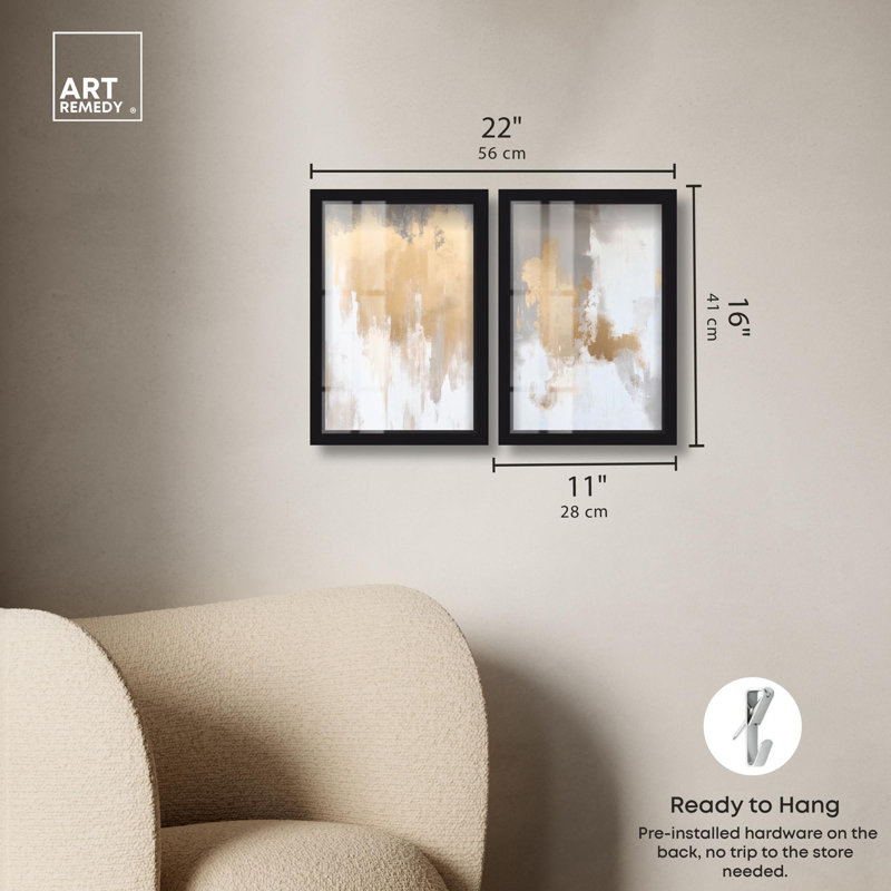 «Tranquility pair art», ensemble de 2 panneaux par Shadowbox , Noir, H 16 po x l 11 po