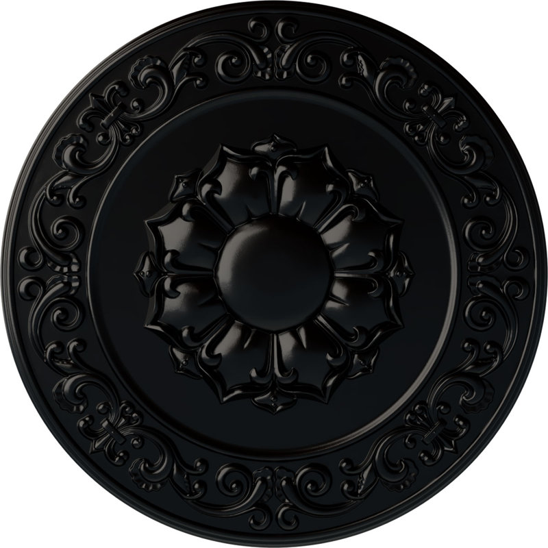 Endurathane Sydney Ceiling Medallion, 27 3/4"OD x 2"P (Fits Canopies up to 5 3/4"), Hand-Painted Jet Black Finish, Jet Black