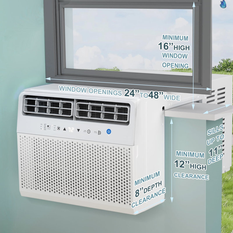 Fenêtre en U en forme de selle - couverture silencieuse, vue complète et économie d'énergie, installation facile, 10 000 BTU