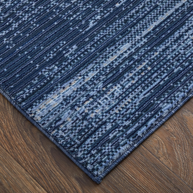 Esser Modern Solid, Accent Rug, Rectangle 6'7" x 9'6", Blue/Silver