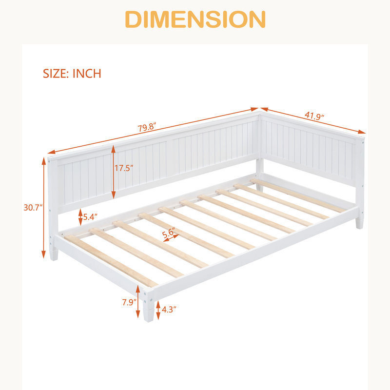 Wood Daybed/Sofa Bed, Twin, White