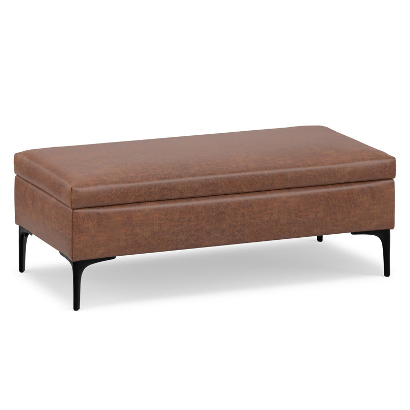 Repose-pieds de rangement pour table basse avec couvercle relevable et pieds en métal Rebecca