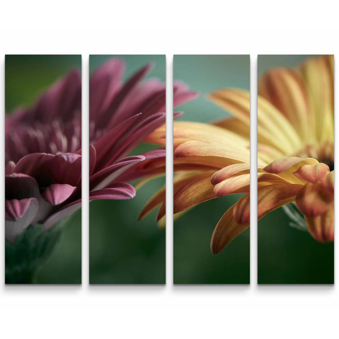 4-tlg. Leinwandbilder-Set Pinke und orange Gerbera