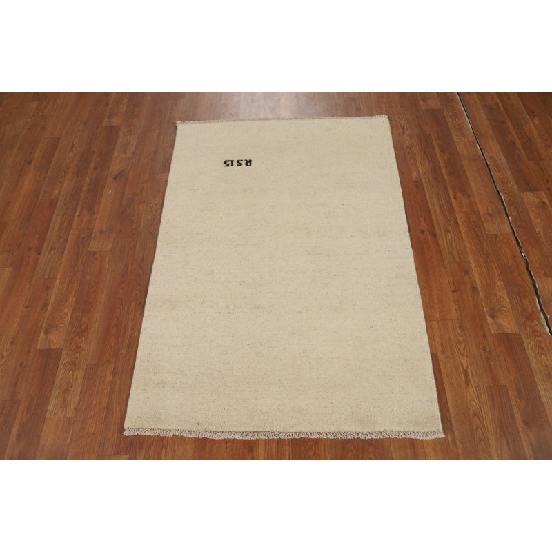 Tapis de vestibule ivoire moderne Gabbeh 3 x 4
