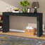 Console avec foyer en placage de bois-910837732