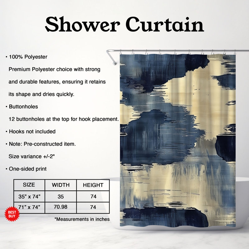 Blue Lines - Premium Shower Curtain, 74"H x 71"W