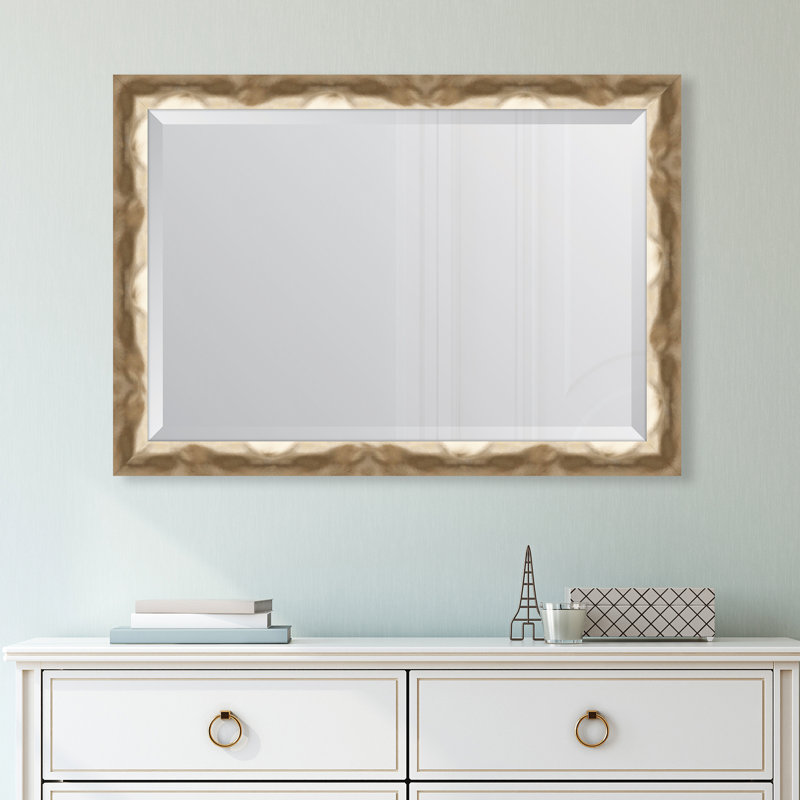 Brookneal Wood Rectangle Wall Mirror, Gold, 41" H x 29" W