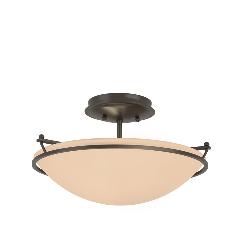 Plafonnier semi-encastré Simple Lines, Sable, Bronze huilé, H 8,4 po x l 17,2 po x P 17,2 po