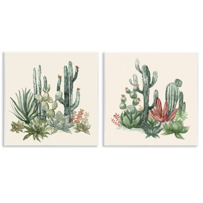 Ensemble de 2 plaques murales Mojave Desert Cacti, design par Nan