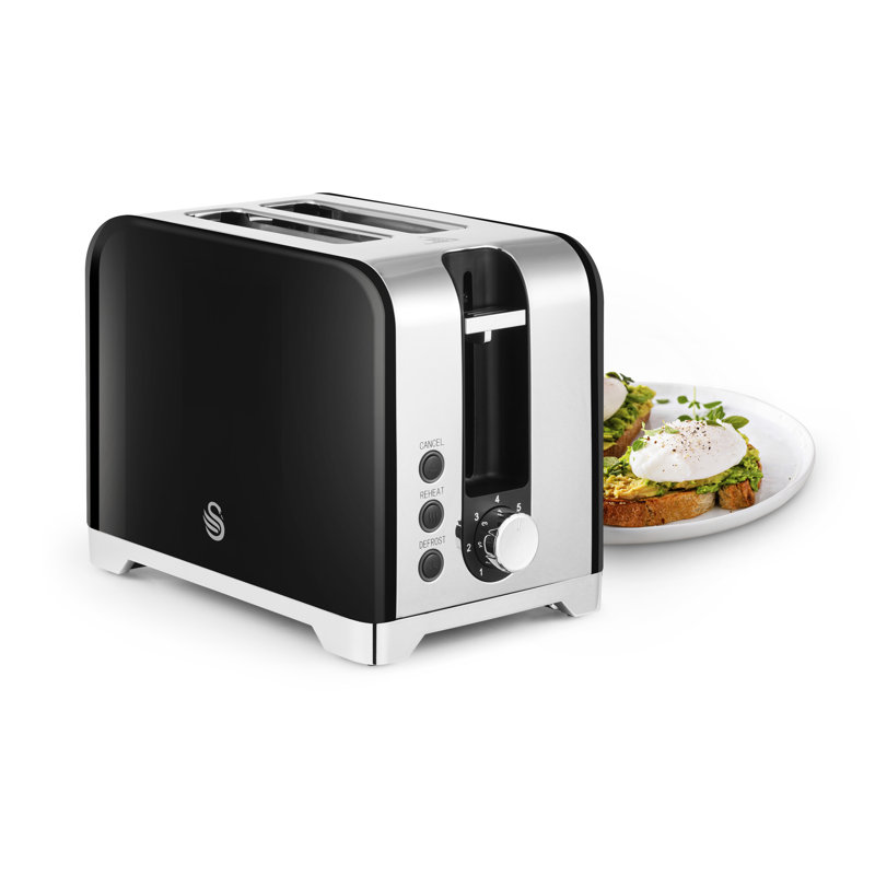 Swan  Solace 2 Slice Toaster, Premium High Gloss Finish, 7 Browning Levels, Defrost, Reheat and Cancel Functions, Non-Slip Feet, Self-Centring Function, 930W