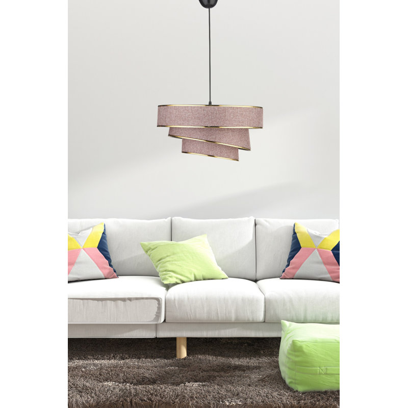 Lustre réglable élégant avec capuchon en tissu, brun et or, 15,7 po de diamètre x 8,3 po de hauteur | Douille E27 de 40 W maximum (ampoule non incluse) | Conception polyvalente pour le salon, la salle à manger et le vestibule, indice de protection IP20