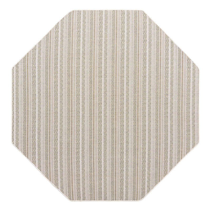 Striped Indoor / Outdoor Rug, Octagon 7'10" x 7'10"