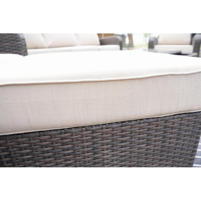 Ensemble de conversation pour 6 personnes avec coussins Rochford, Beige, Brun