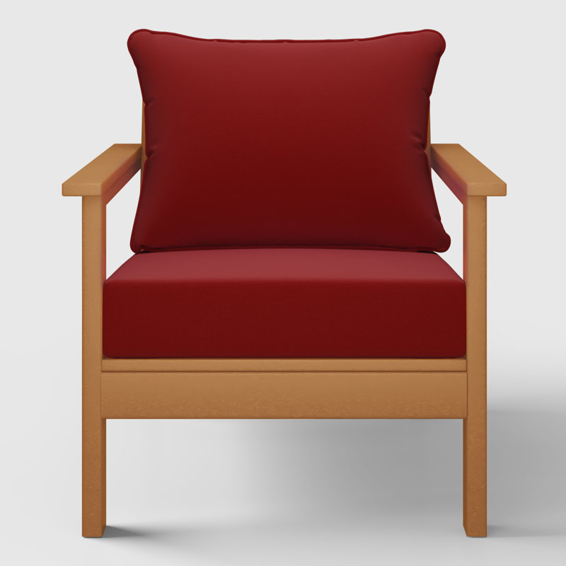 Chaise profonde avec coussins (ensemble de 2), Red, Teck