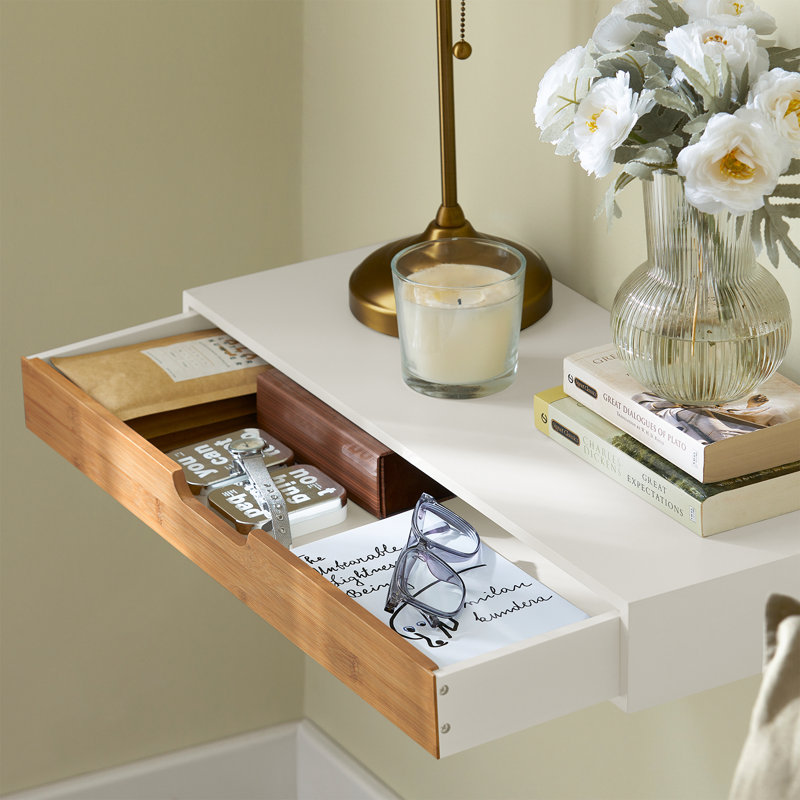 Ardella Floating Shelf with Drawer, 8cm H x 60cm W x 24.5cm D